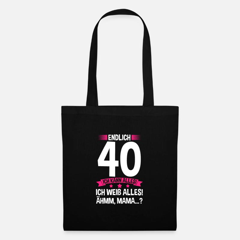 40. Geburtstag 40 Jahre Geburtstags Geschenk - Stoffbeutel - Schwarz