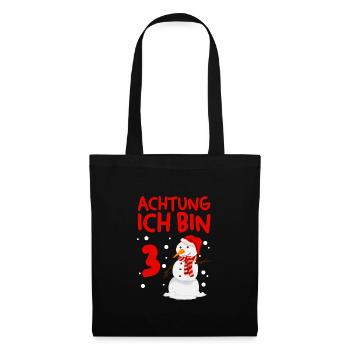 3.Geburtstag Schneemann 4 Jahre Geschenk - Stoffbeutel - Schwarz - Vorne