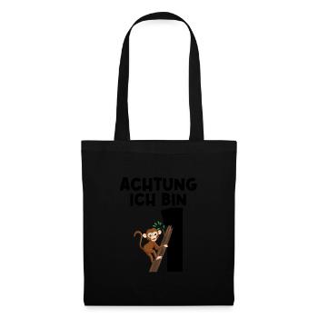 1.Geburtstag Affe 1 Jahr alt Geschenk - Stoffbeutel - Schwarz - Vorne