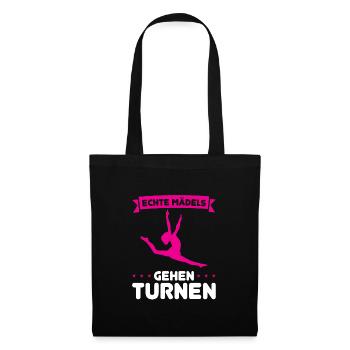 Turnen Mädchen Turnerin Geschenk - Stoffbeutel - Schwarz - Vorne