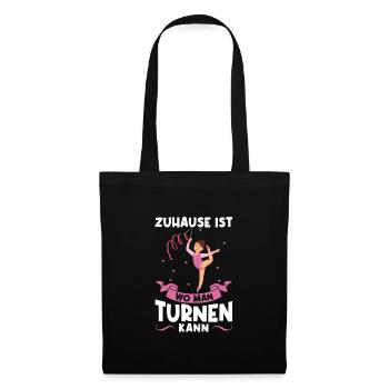 Turnen Mädchen Turnerin Geschenk - Stoffbeutel - Schwarz - Vorne