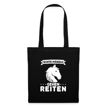 Reiten Mädchen Reiterin Geschenk - Stoffbeutel - Schwarz - Vorne