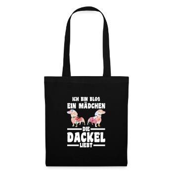 Dackel Mädchen Dackel Besitzerin Geschenk - Stoffbeutel - Schwarz - Vorne