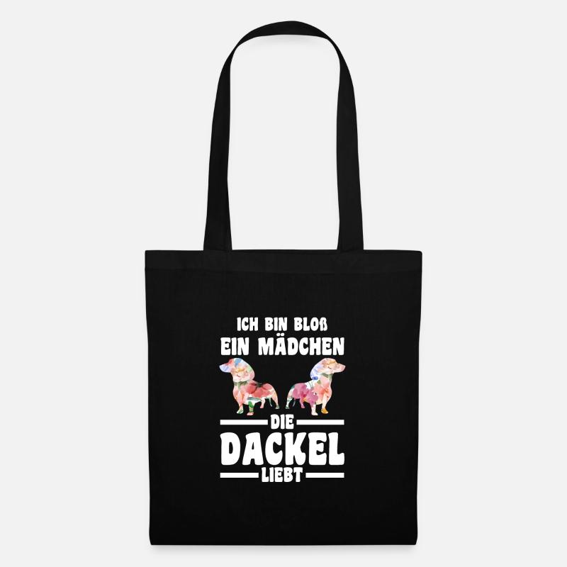 Dackel Mädchen Dackel Besitzerin Geschenk - Stoffbeutel - Schwarz