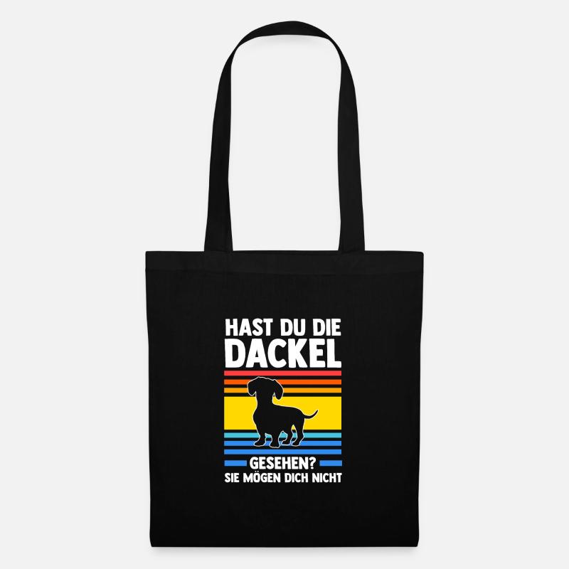 Dackel Hund Hundebesitzer Geschenk - Stoffbeutel - Schwarz