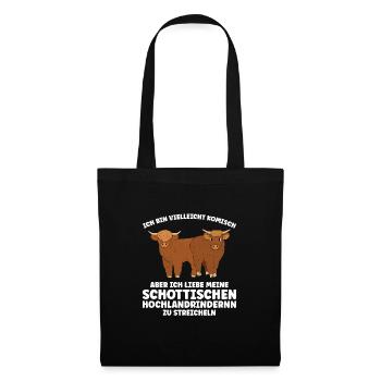 Rind Schottisches Hochlandrind Bauernhof Geschenk - Stoffbeutel - Schwarz - Vorne