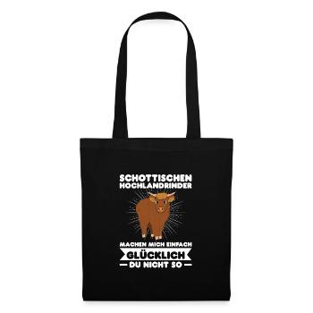 Rind Schottisches Hochlandrind Bauernhof Geschenk - Stoffbeutel - Schwarz - Vorne