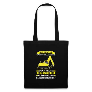 Baggerfahrer Job Bagger Geschenk - Stoffbeutel - Schwarz - Vorne