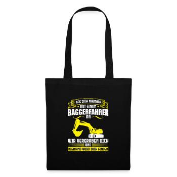 Baggerfahrer Job Baustelle Geschenk - Stoffbeutel - Schwarz - Vorne