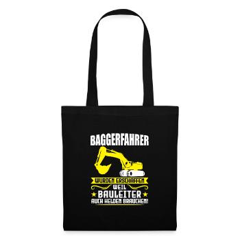 Baggerfahrer Job Baumaschine Geschenk - Stoffbeutel - Schwarz - Vorne