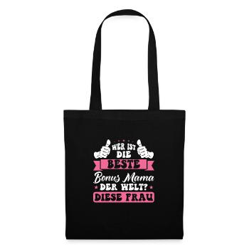 Bonus Mama Familie Stiefmutter Geschenk - Stoffbeutel - Schwarz - Vorne
