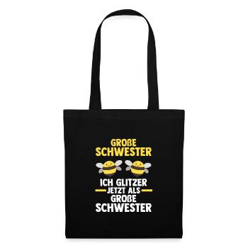 Schwester Bienen grosse Schwester Geschwister Gesc - Stoffbeutel - Schwarz - Vorne