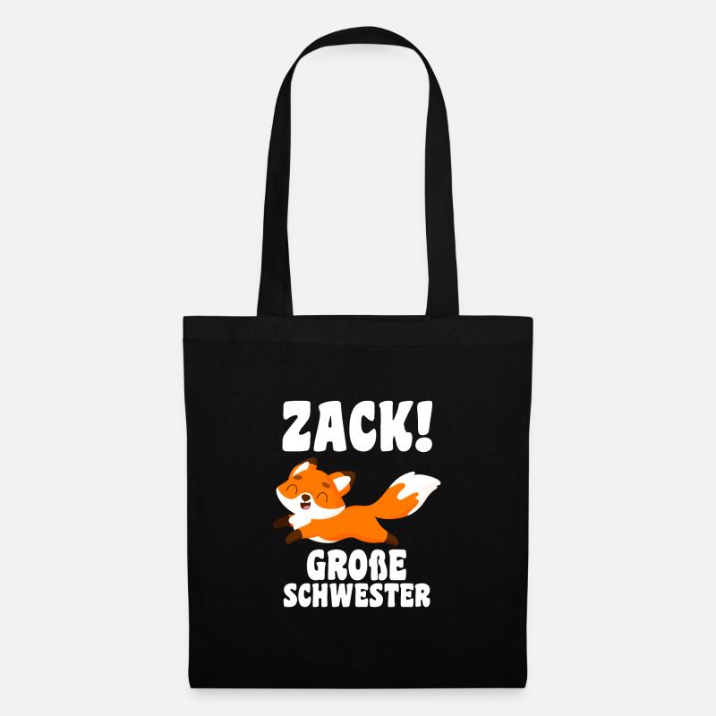 Schwestern Fuchs grosse Schwester Fuchs Geschenk - Stoffbeutel - Schwarz