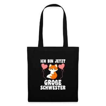 Schwestern Fuchs grosse Schwester Fuchs Geschenk - Stoffbeutel - Schwarz - Vorne