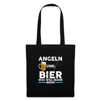 Fisch Fischer Angler angeln Geschenk - Stoffbeutel - Schwarz - Vorne