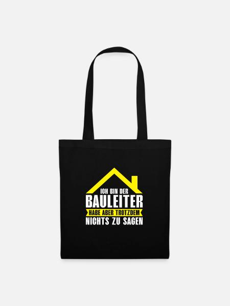 Baustelle Bauleiter Bau Geschenk - Stoffbeutel - Schwarz