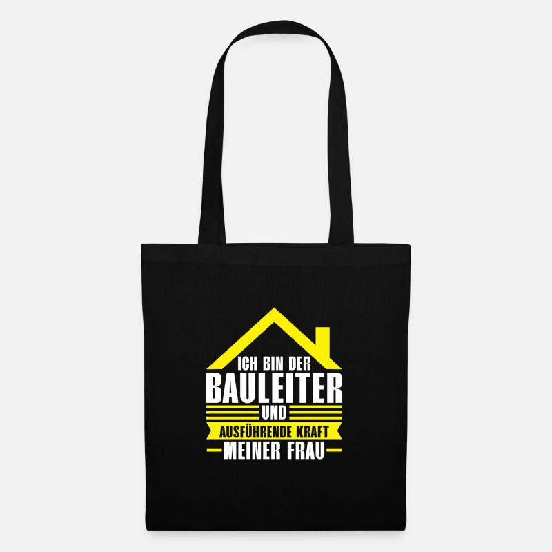 Baustelle Bauleiter Bau Geschenk - Stoffbeutel - Schwarz