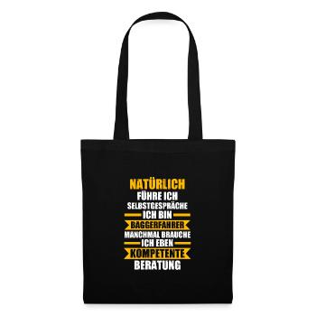 Baggerfahrer Job Baumaschine Geschenk - Stoffbeutel - Schwarz - Vorne