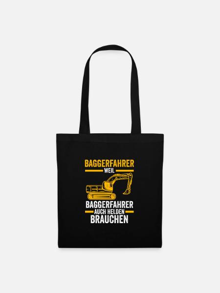 Baggerfahrer Job Baumaschine Geschenk - Stoffbeutel - Schwarz