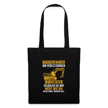 Baggerfahrer Job Baumaschine Geschenk - Stoffbeutel - Schwarz - Vorne