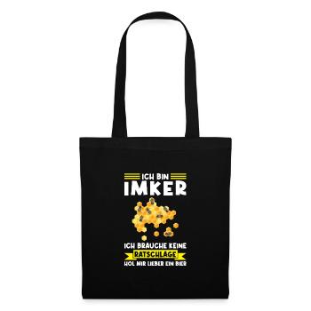 Imker Bier Bienen Geschenk - Stoffbeutel - Schwarz - Vorne
