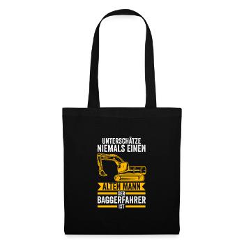 Baggerfahrer Job Baggerführer Geschenk - Stoffbeutel - Schwarz - Vorne