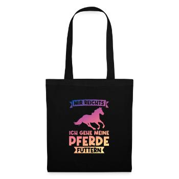 Reiten Pferd Pferde Geschenk - Stoffbeutel - Schwarz - Vorne