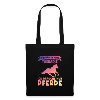 Reiten Pferd Pferde Geschenk - Stoffbeutel - Schwarz - Vorne