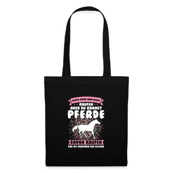 Reiten Pferd Pferde Geschenk - Stoffbeutel - Schwarz - Vorne
