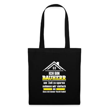 Bauherr Bauherrin Häuslebauer Geschenk - Stoffbeutel - Schwarz - Vorne