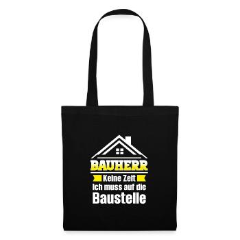 Bauherr Bauherrin Eigenheim Geschenk - Stoffbeutel - Schwarz - Vorne