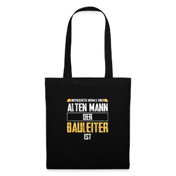 Bauleiter Bauaufsicht Bauleitung Geschenk - Stoffbeutel - Schwarz - Vorne