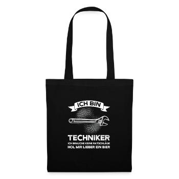 Techniker Bier Technik Geschenk - Stoffbeutel - Schwarz - Vorne