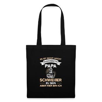 Schweißer Papa Metallarbeiter Geschenk - Stoffbeutel - Schwarz - Vorne