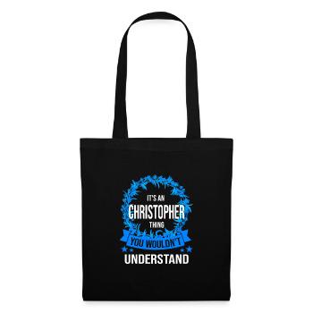Vorname Christopher Name Christopher Geschenk - Stoffbeutel - Schwarz - Vorne