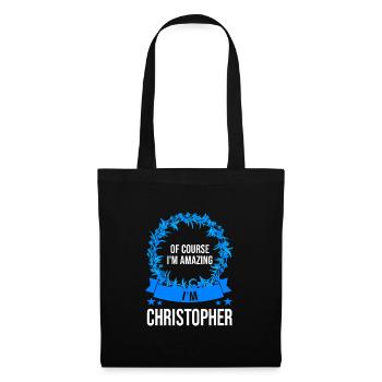 Vorname Christopher Name Christopher Geschenk - Stoffbeutel - Schwarz - Vorne