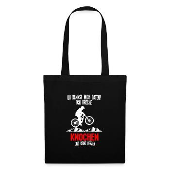 Mountainbike Rennen Mountainbike Fahrer Geschenk - Stoffbeutel - Schwarz - Vorne