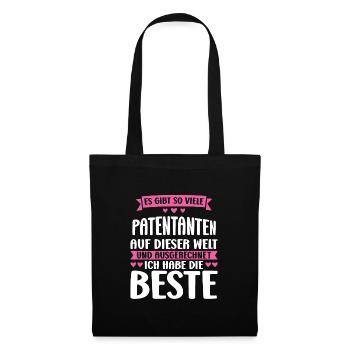 Patentante Taufe Patenkind Geschenk - Stoffbeutel - Schwarz - Vorne