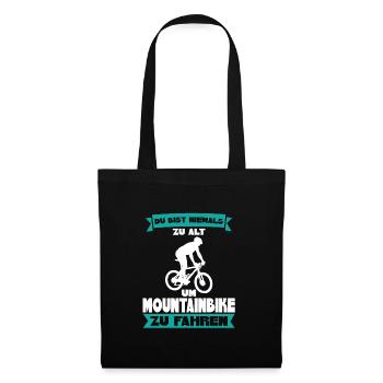 Mountainbike Downhill Mountainbike Fahrer Geschenk - Stoffbeutel - Schwarz - Vorne