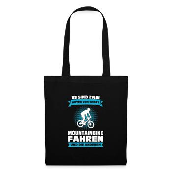 Mountainbike Downhill Mountainbike Fahrer Geschenk - Stoffbeutel - Schwarz - Vorne