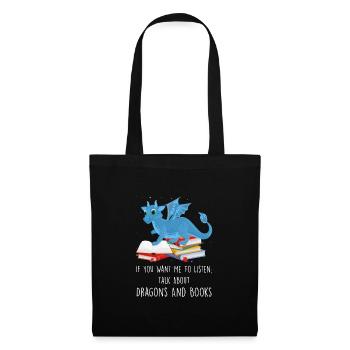 Drache Drache und Buch Drachenliebhaber Geschenk - Stoffbeutel - Schwarz - Vorne