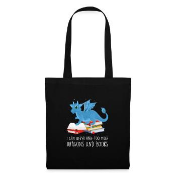 Drache Drache und Buch Drachenliebhaber Geschenk - Stoffbeutel - Schwarz - Vorne