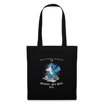Drache Drache und Buch Drachenliebhaber Geschenk - Stoffbeutel - Schwarz - Vorne