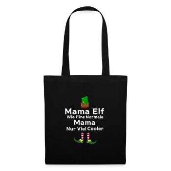 Mutter Elfe Mama Elf Geschenk - Stoffbeutel - Schwarz - Vorne