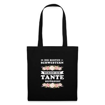 Schwester Tante Tanten Geschenk - Stoffbeutel - Schwarz - Vorne
