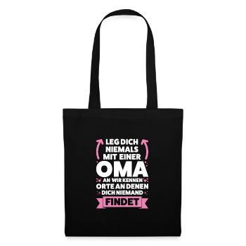 Oma Großmutter Großmütter Geschenk - Stoffbeutel - Schwarz - Vorne