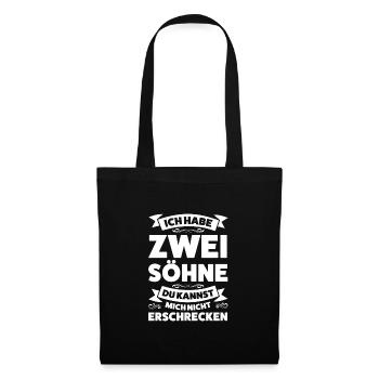 Eltern 2 Söhne Papa von 2 Söhnen Geschenk - Stoffbeutel - Schwarz - Vorne