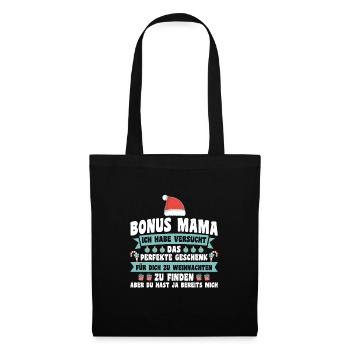 Bonus Mama Weihnachten Stiefmutter Geschenk - Stoffbeutel - Schwarz - Vorne