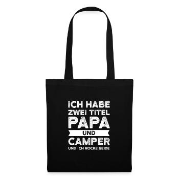 Camper Papa Camping Geschenk - Stoffbeutel - Schwarz - Vorne