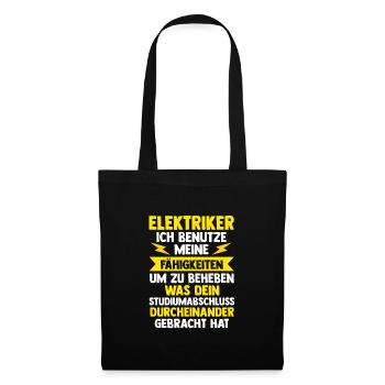 Elektriker Beruf Elektroarbeiter Geschenk - Stoffbeutel - Schwarz - Vorne